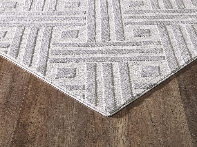 Abani Modern Grey Geometric Striped Chevron 5'3" x 7'6" Area Rug Rugs Nova Collection - Eclectic Pattern Accent Rug
