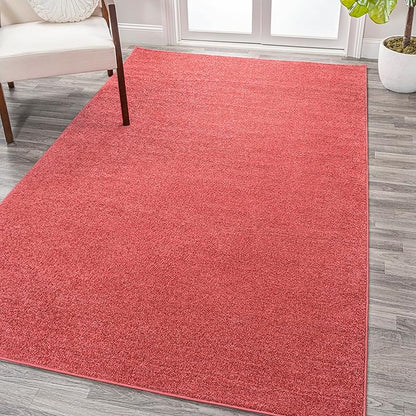 Eyely UES100E-5 Supersoft Haze Solid Low-Pile Indoor Area Rug Casual;Contemporary;Solid;Traditional, Bedroom, Kitchen, Living Room, Easy-Cleaning, Non-Shedding, 5 X 8, Red