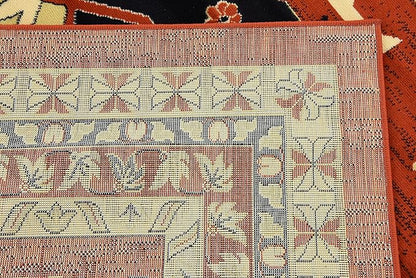 Unique Loom Taftan Collection Border Geometric Tribal Inspired Design Area Rug (8' 0 x 10' 0 Rectangular, Terracotta/ Ivory)