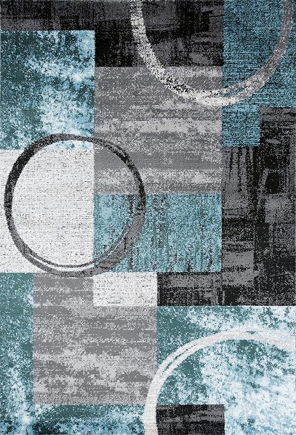 Rugshop Contemporary Circle Design Area Rug, Carpet with Jute Backing for Bedroom, Office, or Entryway, Gray, 4' x 6'