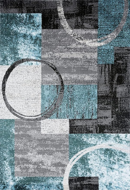 Rugshop Contemporary Circle Design Area Rug, Carpet with Jute Backing for Bedroom, Office, or Entryway, Gray, 4' x 6'