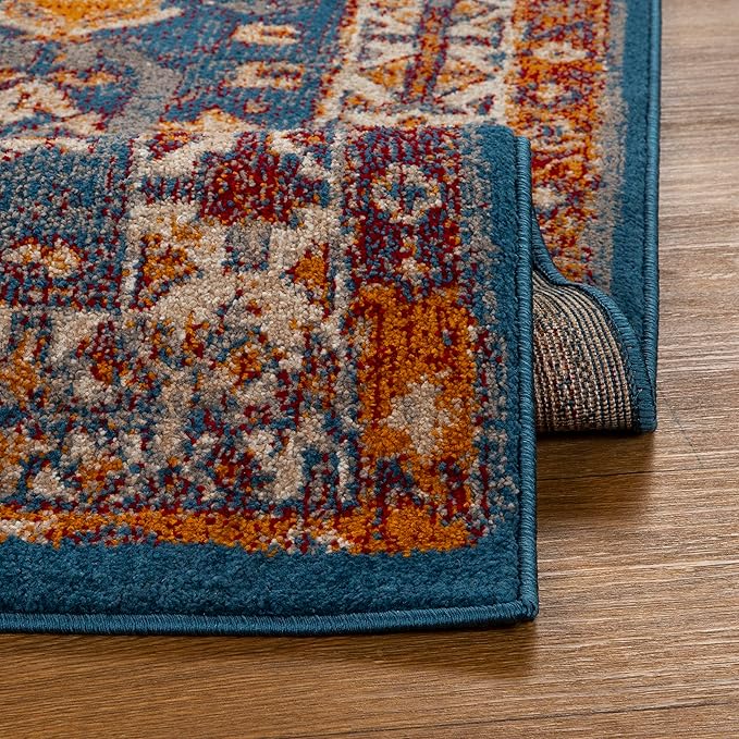 LUXE WEAVERS Moroccan Floral Blue 8x10 Area Rug for Living Room