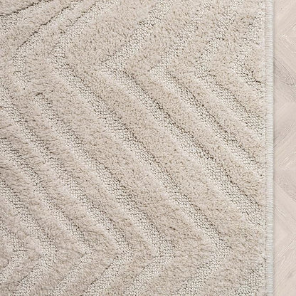Well Woven Custom Size Hallway Stair Runner - Choose Your Length - 27 Inches Wide x 18 Feet Long Runner (27" x 18' Runner) Rug - Ivory Relajo Soft Touch, Modern Geometric - Hi-Lo Pile