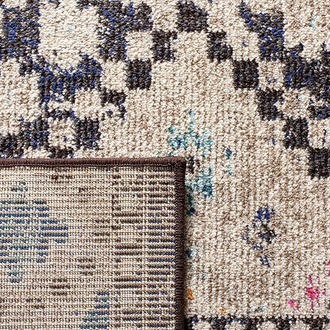 SAFAVIEH Madison Collection Area Rug - 3' Square, Black & Yellow, Boho Diamond Distressed Design, Non-Shedding & Easy Care, Ideal for High Traffic Areas in Living Room, Bedroom (MAD418Z)