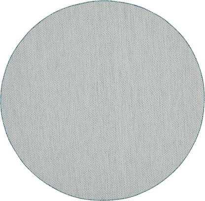 Nourison Home Courtyard Ivory Aqua 8' x Round Area Rug - Easy Clean, Non Shedding, Bed Room, Living Room, Dining Room, Kitchen (8' x Round)