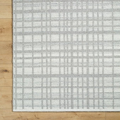 Mark&Day Wool Rugs, 5x8 Ishaq Solid and Border Light Grey Area Rug, Grey Ivory Carpet for Living Room, Bedroom or Kitchen (5' x 7'6")