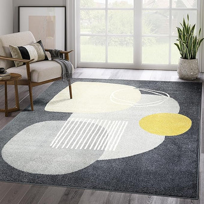 Abani Deco Collection Area Rug - Grey Minimalist Design -7'9" x 10'2"(8'x10') - Easy to Clean - Durable for Kids and Pets - Non-Shedding - Medium Pile - Soft Feel - for Living Room, Bedroom & Office
