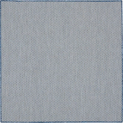Nourison Home Courtyard Ivory Blue 5' x Square Area Rug - Easy Clean, Non Shedding, Bed Room, Living Room, Dining Room, Kitchen (5' x Square)