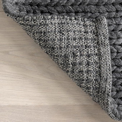 Nuloom Penelope Charcoal, 8'6" x 11'6", Hand-Braided, Wool & Cotton, Soft and Textured, High Traffic, Stain Resistant, Easy Clean, Durable Area Rug for Bedroom, Living Room, Dining, Entryway
