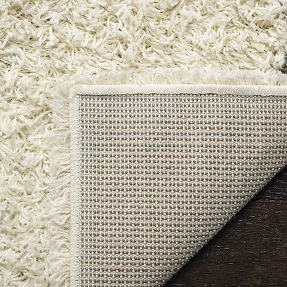 SAFAVIEH Dallas Shag Collection Area Rug - 8' Round, Ivory & Dark Grey, Trellis Design, Non-Shedding & Easy Care, 1.5-inch Thick Ideal for High Traffic Areas in Living Room, Bedroom (SGD257H)