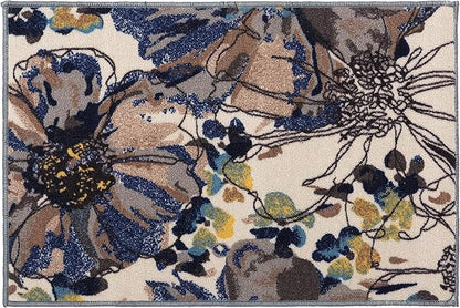 Rugshop Cream Bright Flowers Non Slip Non-Shedding Soft Accent Rug for Bathroom, Kitchen and Entryway, 20" x 30"
