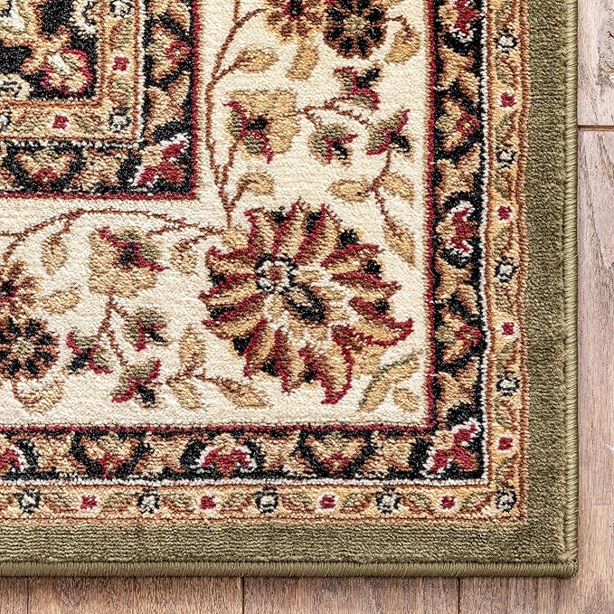 Well Woven Barclay Collection Medallion Kashan Green 9x12 Area Rug - for Living Room, Bedroom, and Dining Room