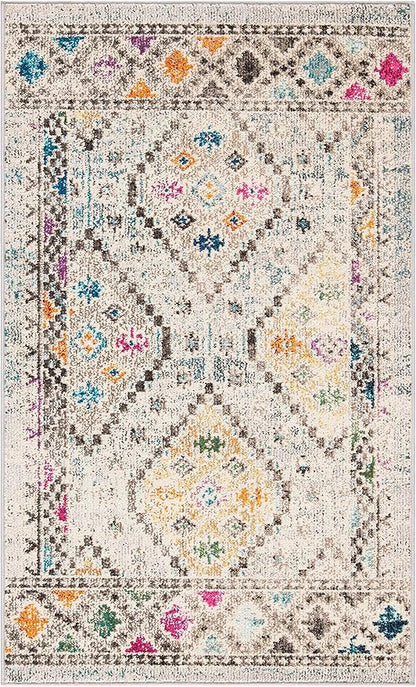 SAFAVIEH Madison Collection Accent Rug - 2'2" x 4', Grey & Yellow, Boho Diamond Distressed Design, Non-Shedding & Easy Care, Ideal for High Traffic Areas in Entryway, Living Room, Bedroom (MAD418F)