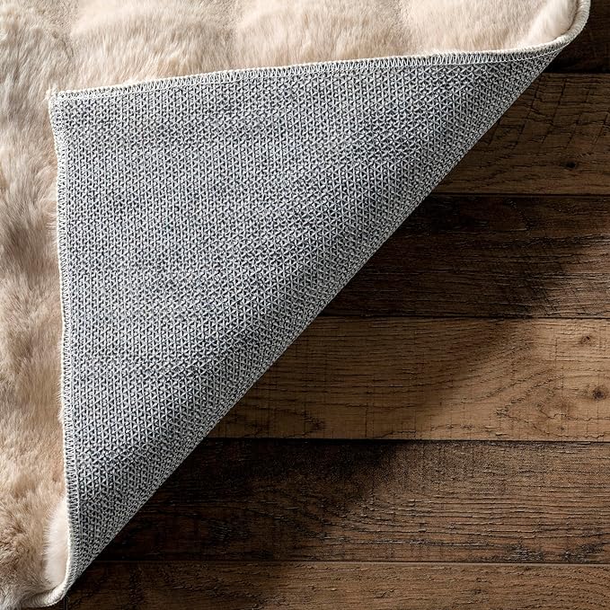 nuLOOM Jeni Beige, 2'6" x 6', Solid Faux Rabbit, Fluffy and Cozy, High Traffic, Stain Resistant, Easy Clean, Durable Washable Runner for Bedroom, Living Room, Dining, Den, Foyer, Entryway