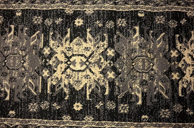 Unique Loom Taftan Collection Border Geometric Tribal Inspired Design Area Rug (2' 7 x 10' 0 Runner, Black/ Gray)