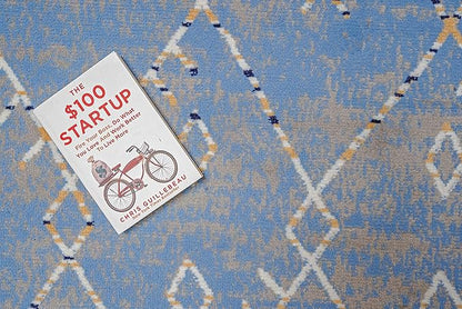 Furnish my Place Trellis Pattern Runner Rug - 2 ft. x 8 ft, Light Blue, Bohemian Rug with Transitional Design