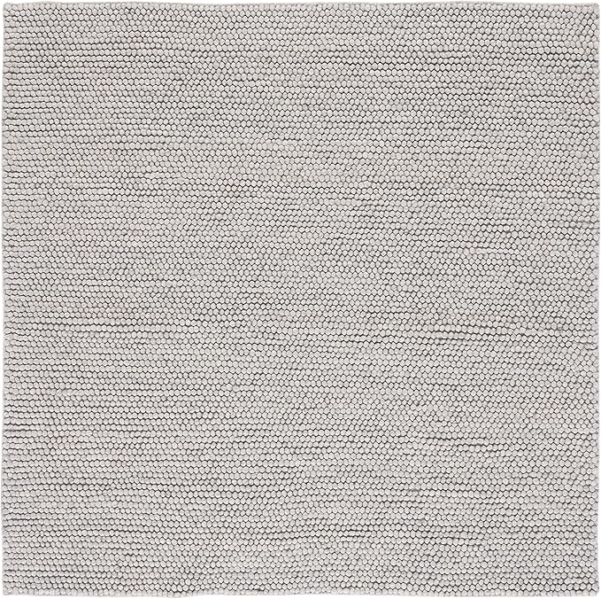 SAFAVIEH Natura Collection Area Rug - 10' Square, Silver, Handmade Wool Blend, Textured Design, Ideal for Living Room, Bedroom, Dining Space (NAT620C)
