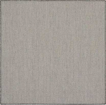 Nourison Home Courtyard Ivory Charcoal 4' x Square Area Rug - Easy Clean, Non Shedding, Bed Room, Living Room, Dining Room, Kitchen (4' x Square)