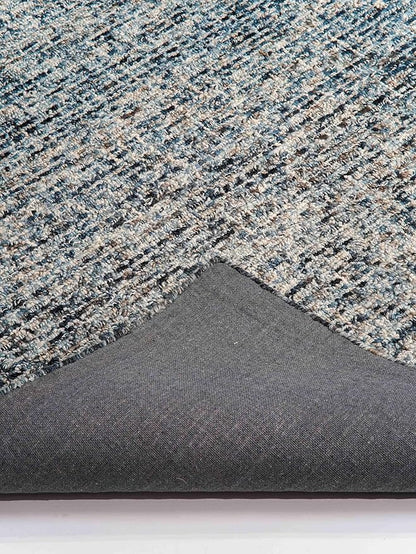 Hand Tufted Wool ECO-Friendly Area Rugs - 8'x10', Rectangle Shape, Dark & Blue, Solid Plain Design, High Pile Thick Handmade Area Rugs for Living Room, Bed Room (KWC111)