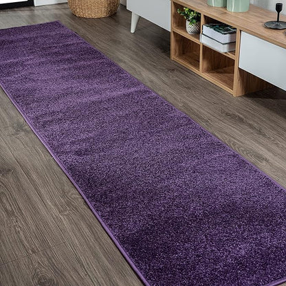 JONATHAN Y Haze Solid Low-Pile Purple Runner Rug 2x8, Coastal,Bohemian,Minimalist,Classic, Easy-Cleaning for Living Room,Bedroom,Kitchen,Pet Friendly,Non-Shedding (SEU100N-28)