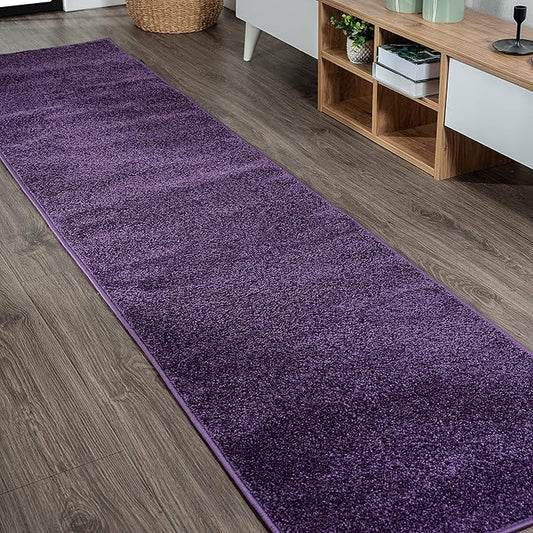 JONATHAN Y Haze Solid Low-Pile Purple Runner Rug 2x16, Coastal,Bohemian,Minimalist,Classic, Easy-Cleaning for Living Room,Bedroom,Kitchen,Pet Friendly,Non-Shedding (SEU100N-216)