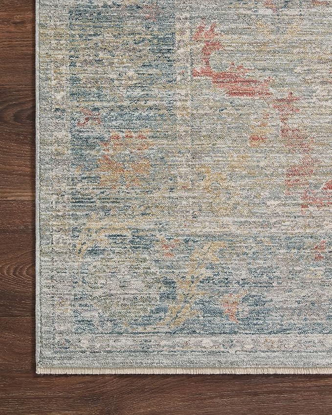 Loloi Magnolia Home by Joanna Gaines Millie Collection MIE-04 Slate/Multi 7'-10" x 7'-10", .25" Pile Height, Round Area Rug