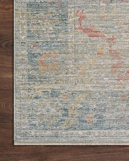 Loloi Magnolia Home by Joanna Gaines Millie Collection MIE-04 Slate/Multi 9'-6" x 9'-6", .25" Pile Height, Round Area Rug