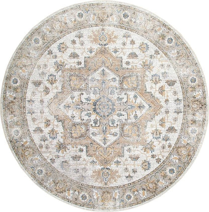 Nourison Home Astra Machine Washable Silver Grey 7'10" x Round Area Rug - Easy Clean, Non Shedding, Bed Room, Living Room, Dining Room, Kitchen (8' x Round)