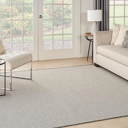 Nourison Home Courtyard Ivory Charcoal 6' x Square Area Rug - Easy Clean, Non Shedding, Bed Room, Living Room, Dining Room, Kitchen (6' x Square)