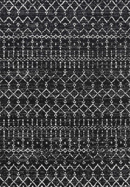 JONATHAN Y Boho Vintage Diamond Black/Ivory Indoor Area Rug 5X8 ft, Moroccan Hype for Living Room, Bedroom, Kitchen, Office, Easy-Cleaning, High Traffic, Pet-Friendly, Non-Shedding (MOH101D-5)