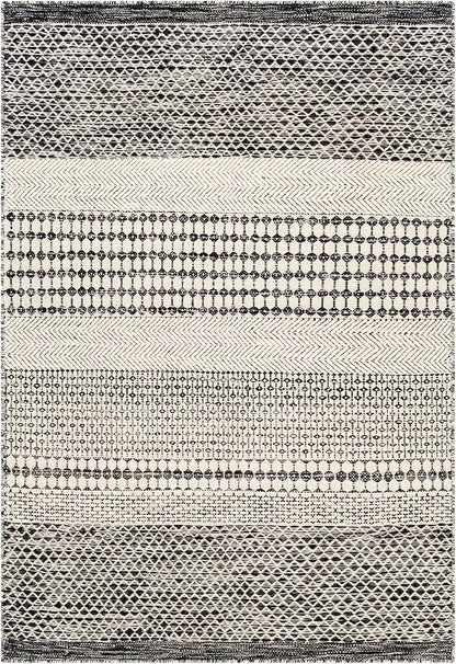 Mark&Day Wool Rugs, 6x9 Tervoort Global Black Area Rug, Blue Beige Carpet for Living Room, Bedroom or Kitchen (6' x 9')