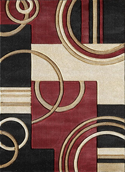 GLORY RUGS Area Rug Modern Soft Hand Carved Contemporary Floor Carpet with Premium Fluffy Texture for Indoor Living Dining Room and Bedroom Area (Dark Red, 8'x10')