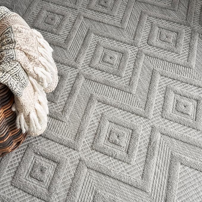 Nourison Home Versatile Silver Grey 9' x 12' Area Rug - Easy Clean, Non Shedding, Bed Room, Living Room, Dining Room, Kitchen (9' x 12')
