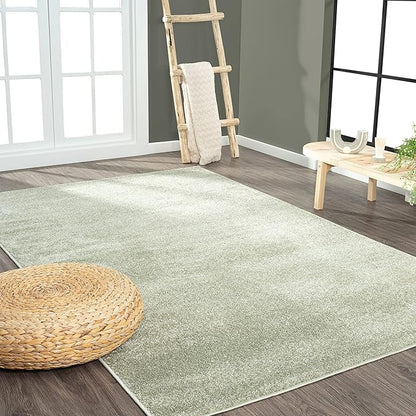 JONATHAN Y Haze Solid Low-Pile Green Indoor Area Rug 9x12, Coastal,Bohemian,Minimalist,Classic, Easy-Cleaning for Living Room,Bedroom,Kitchen,Pet Friendly,Non-Shedding (SEU100O-9)