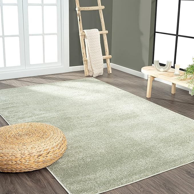 Eyely UES100O-6 Supersoft Haze Solid Low-Pile Indoor Area Rug, Coastal, Bohemian, Minimalist, Classic, Casual for Bedroom,Kitchen,Living Room,Non Shedding,Easy-Washing, Green, 6 X 9