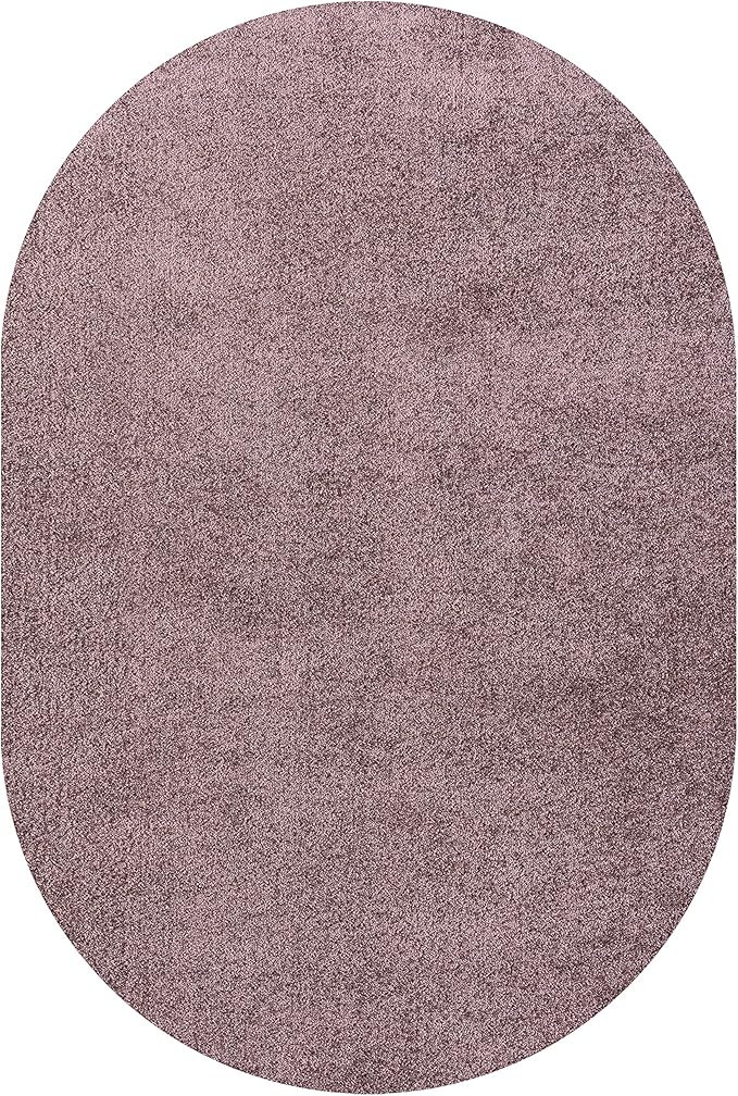 Eyely UES100R-3OV Supersoft Haze Solid Low-Pile Indoor Area Rug Casual;Contemporary;Solid;Traditional, Bedroom, Kitchen, Living Room, Easy-Cleaning, Non-Shedding, 3 X 5 Oval, Light Purple