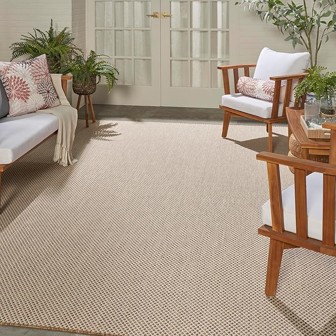 Nourison Home Courtyard Jute Ivory 8' x 10' Area Rug - Easy Clean, Non Shedding, Bed Room, Living Room, Dining Room, Kitchen (8' x 10')
