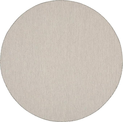 Nourison Home Courtyard Ivory Silver 6' x Round Area Rug - Easy Clean, Non Shedding, Bed Room, Living Room, Dining Room, Kitchen (6' x Round)