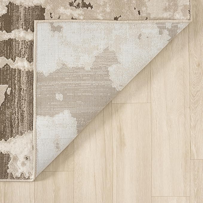 Abani Terra Area Rug for Living Room, Bedroom - Abstract Pattern - Brown Cream - 6' x 9' - Durable & Easy to Clean