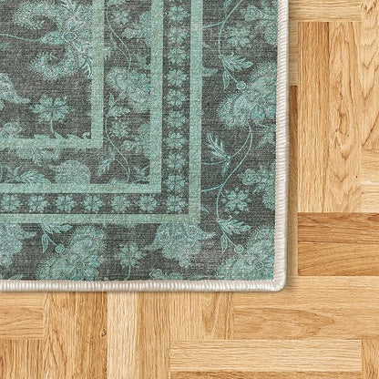 Ambesonne Folk Art Decorative Rug, Bohemian Eastern Culture Ornament in Summer Tones Abstract Flourish, Quality Carpet for Bedroom Dorm and Living Room, 2' x 5', Dark Cadet