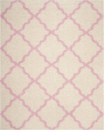 SAFAVIEH Dallas Shag Collection Area Rug - 10' x 14', Ivory & Light Pink, Trellis Design, Non-Shedding & Easy Care, 1.5-inch Thick Ideal for High Traffic Areas in Living Room, Bedroom (SGD257P)