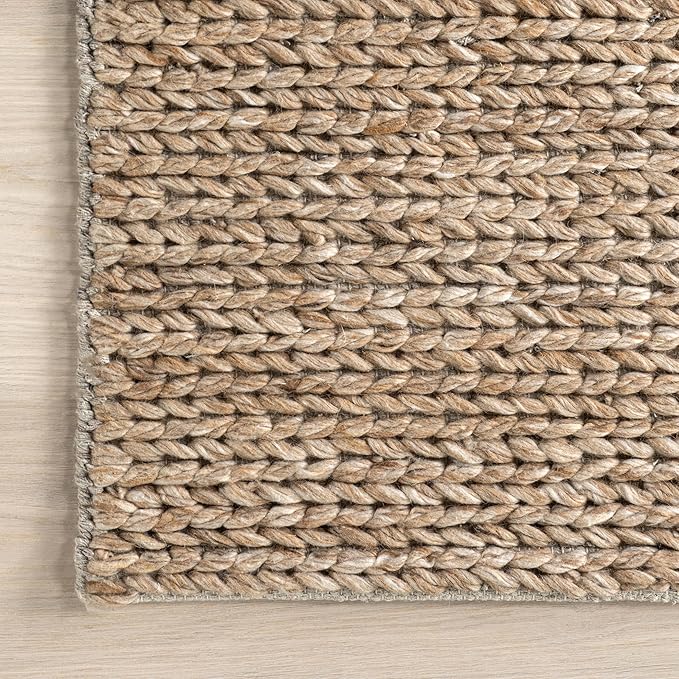 Nuloom Penelope Tan, 2' x 8', Hand-Braided, Wool & Cotton, Soft and Textured, High Traffic, Stain Resistant, Easy Clean, Durable Runner for Bedroom, Living Room, Dining, Foyer, Entryway