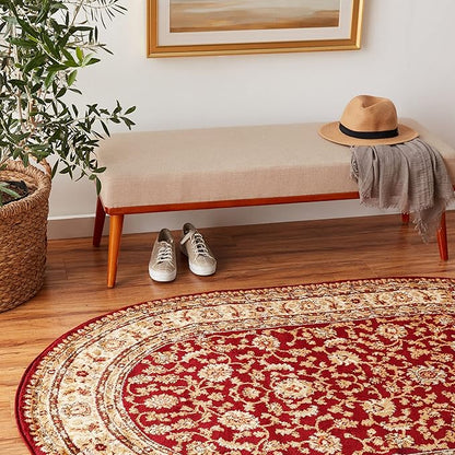Unique Loom Voyage Collection Traditional Oriental Classic Intricate Design Area Rug (4' 0 x 6' 0 Oval, Red/Gold)