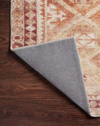Loloi Layla Collection LAY-16 Natural/Spice 2'-6" x 9'-6" .13" Thick Runner Rug, Soft, Durable, Vintage Inspired, Distressed, Low Pile, Non-Shedding, Easy Clean, Printed, Living Room Rug