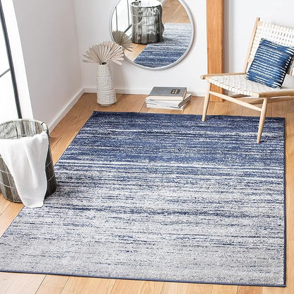 SAFAVIEH Adirondack Collection Area Rug - 5' Square, Navy & Grey, Modern Ombre Design, Non Shedding & Easy to Clean, Ideal for Living Room, Bedroom, Office, Dining Space (ADR113E)