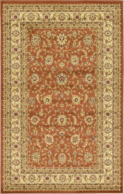Unique Loom Voyage Collection Traditional Oriental Classic Intricate Design Area Rug (5' 0 x 8' 0 Rectangular, Terracotta/Ivory)
