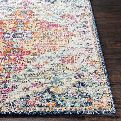 Livabliss Odelia Vintage Bohemian Area Rug,7'10" x 10'3",Orange/Navy
