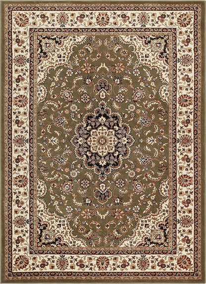Well Woven Barclay Collection Medallion Kashan Green 4x5 Area Rug - for Entryways, Small Bedrooms, Living Rooms