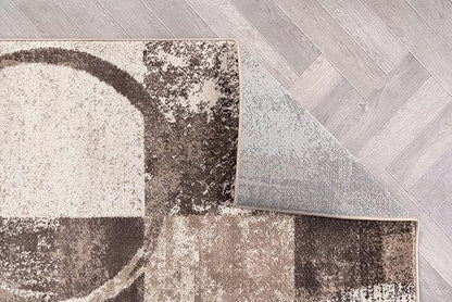 Rugshop Contemporary Abstract Circle Design Area Rug, Carpet with Jute Backing for Living Room, Bedroom, or Dining Room, Brown, 5'3" x 7'3"