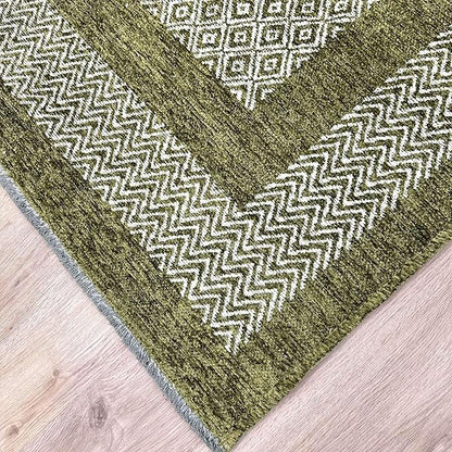 Alfa Rich 4x6 Green Washable Area Rugs for Living Room Bedroom Kitchen Cotton Pet Friendly Rug